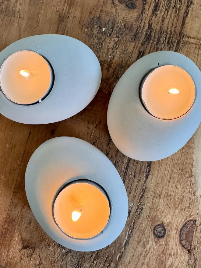 Pebble Concrete Tea Light Holders