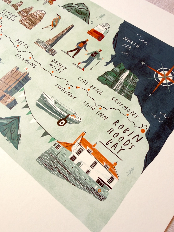 Coast to Coast Map print close up