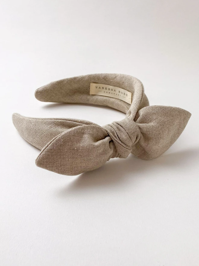 natural biege headband for women made inlinen