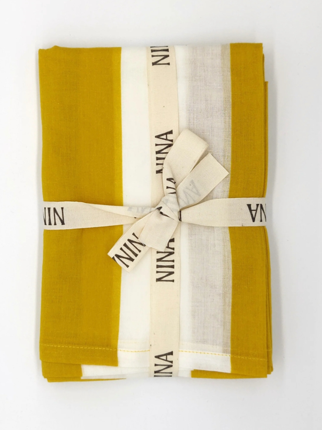 Yellow Stripes Muslin. A muslin with white and yellow stripes