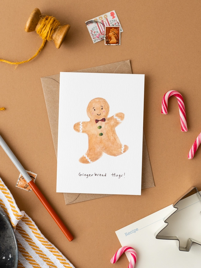 Gingerbread Hugs Christmas Card 