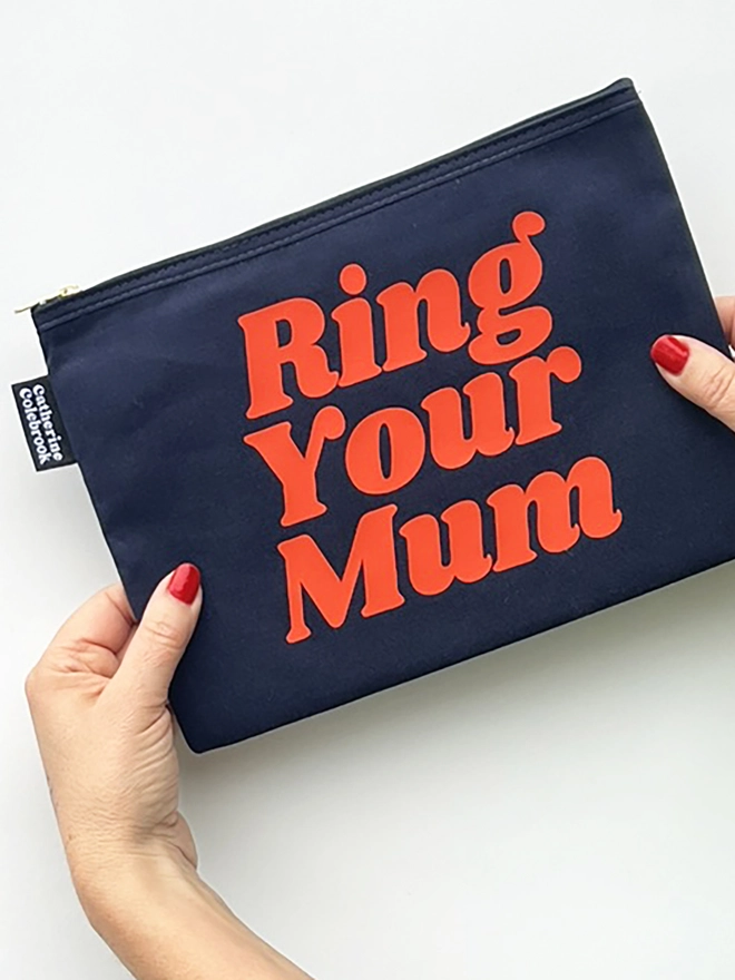 Catherine Colebrook ring your mum purse navy/orange