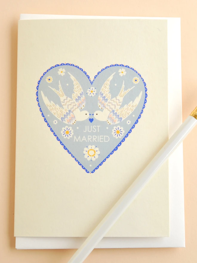 Just Married Love Birds Card