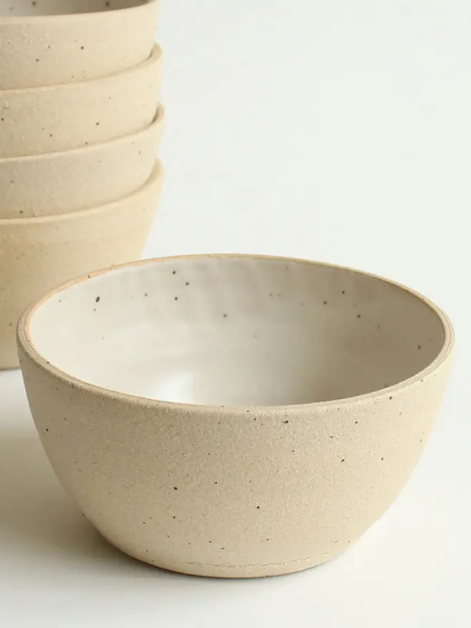 Off-white ceramic cereal soup bowl