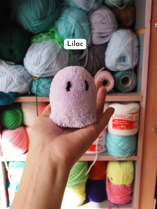 Lilac Ghost Pom Pom Desk Buddy